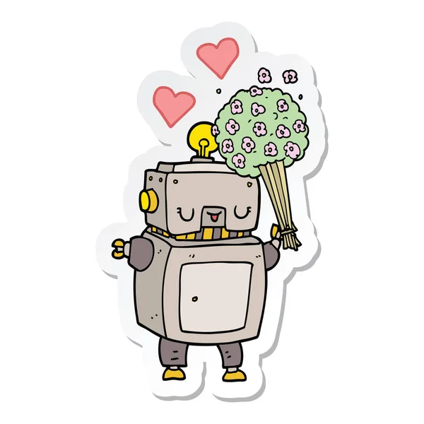 Pegatina Robot Dibujos Animados Amor — Vector de stock