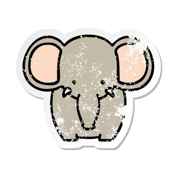 기발한 고민된 스티커 그려진 코끼리 — 스톡 벡터