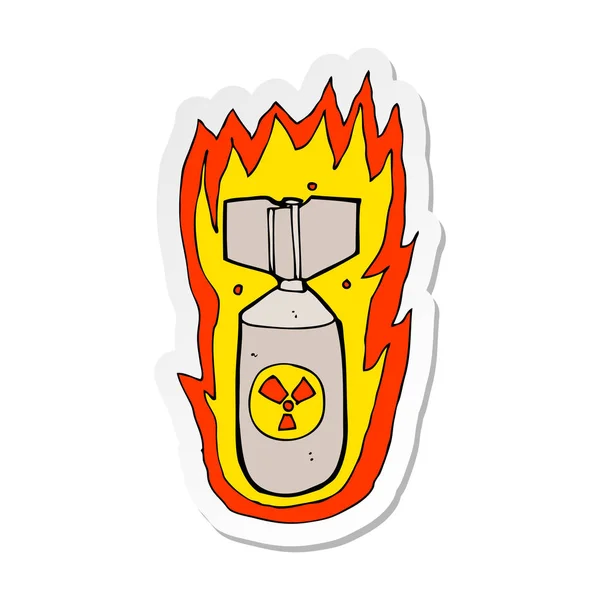 Klistermärke Tecknad Flammande Bomb — Stock vektor