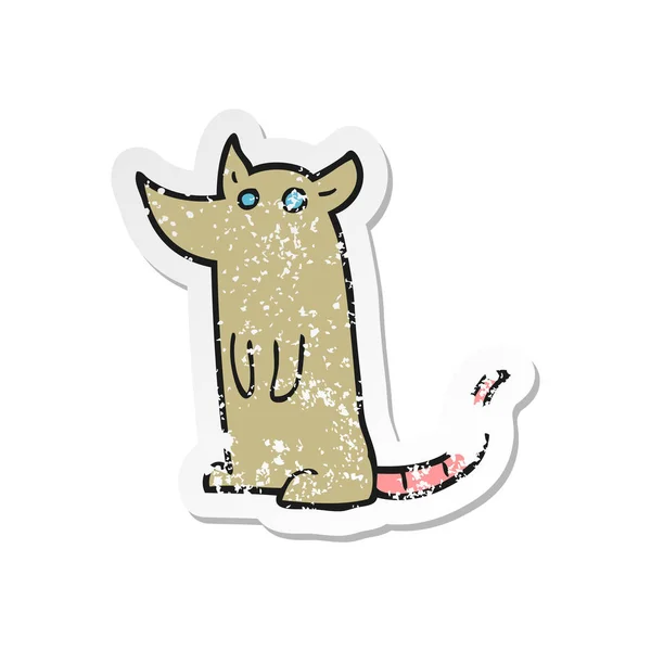 Retro Noodlijdende Sticker Van Een Cartoon Muis — Stockvector