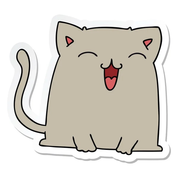 一个古怪的手绘卡通猫的贴纸 — 图库矢量图片