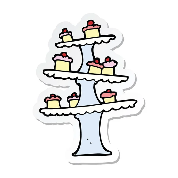 Sticker of a cartoon cake stand — Stock Vector