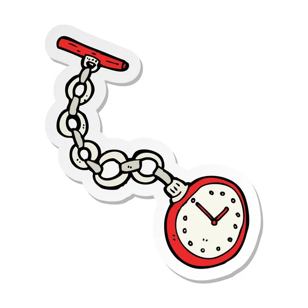 Pegatina Viejo Reloj Bolsillo Dibujos Animados — Vector de stock