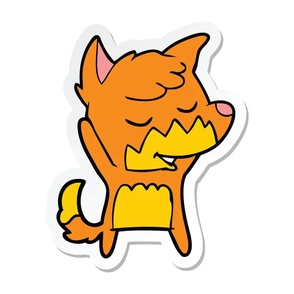Adesivo di una volpe amichevole cartone animato — Vettoriale Stock