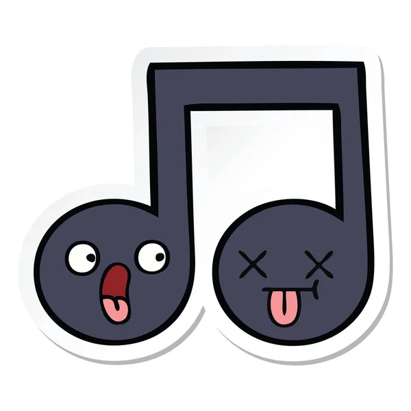 Sticker Cute Cartoon Musical Note — Stock Vector