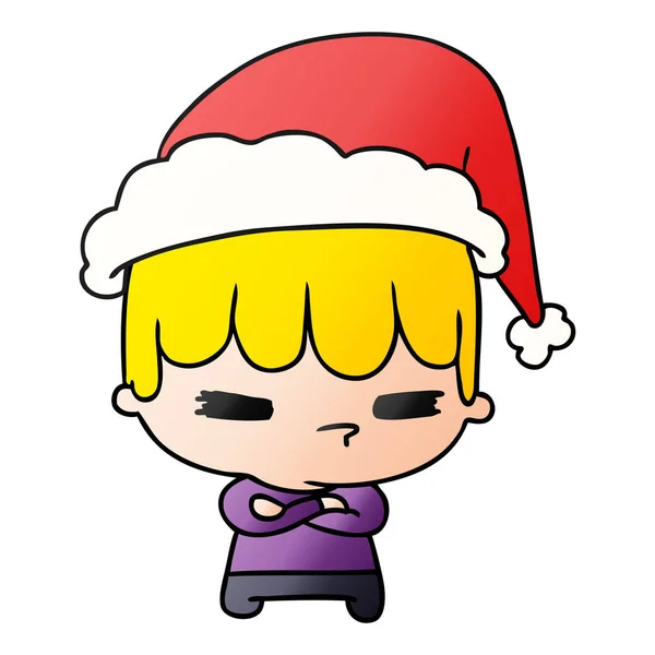 Desenhos animados gradiente de Natal do menino kawaii —  Vetores de Stock