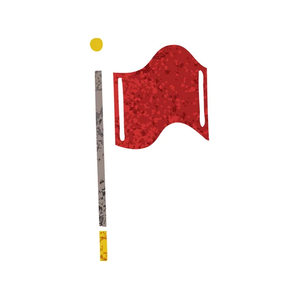 Desenho Animado Estilo Ilustração Retro Uma Bandeira Vermelha — Vetor de Stock