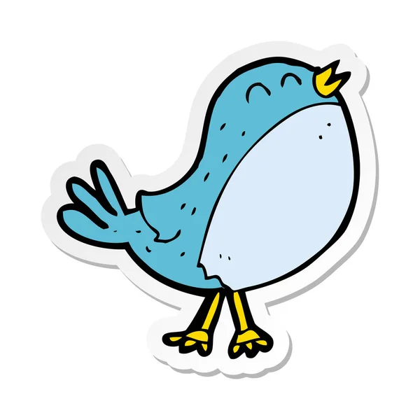 Autocollant d'un oiseau chanteur de dessin animé — Image vectorielle