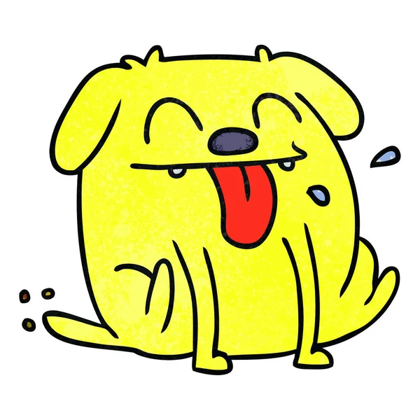 Textured cartoon of cute kawaii dog — Stock Vector