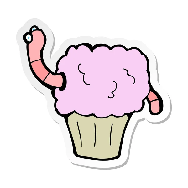 Autocollant Ver Dessin Animé Cupcake — Image vectorielle