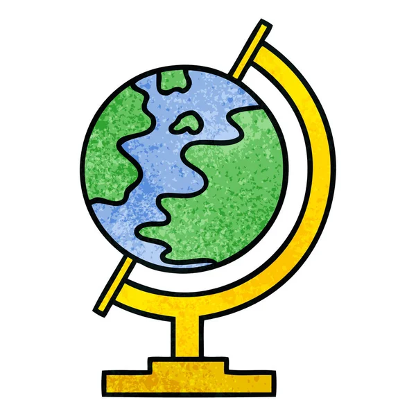 Ретро-гравюра мультфильма на мировом глобусе — стоковый вектор