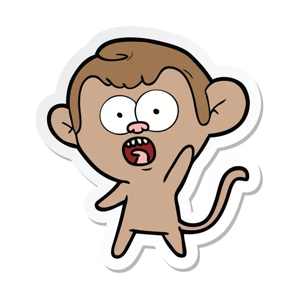 Αυτοκόλλητο κινουμένων σχεδίων μαϊμού σοκαρισμένος — Διανυσματικό Αρχείο