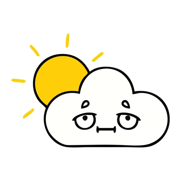 Schattige cartoon zon en wolk — Stockvector