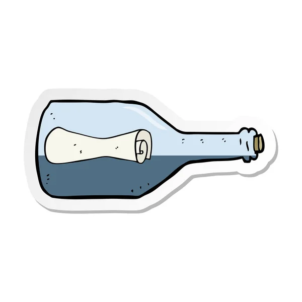 Adesivo di un messaggio in un cartone animato bottiglia — Vettoriale Stock