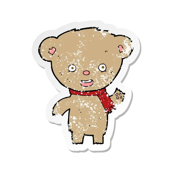 Adesivo Angustiado Retro Urso Pelúcia Dos Desenhos Animados — Vetor de Stock