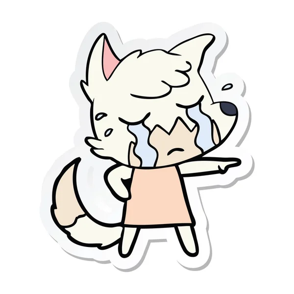 Sticker of a crying fox cartoon — Stock Vector