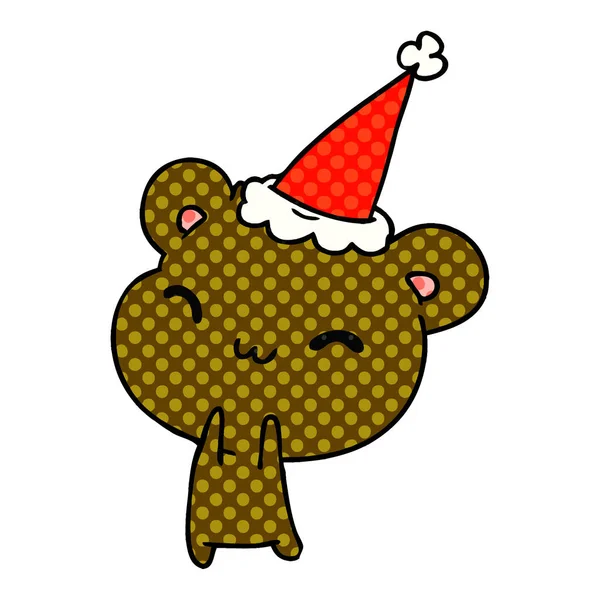 Hand Drawn Christmas Cartoon Kawaii Bear — Stock Vector