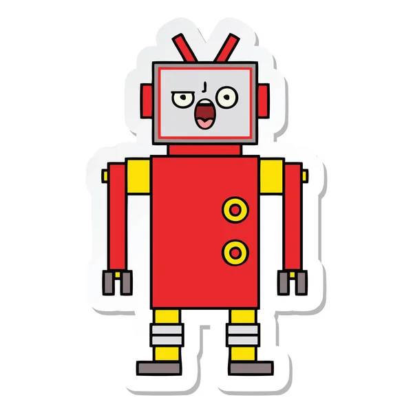 Nálepka rozzlobený roztomilý kreslený robota — Stockový vektor