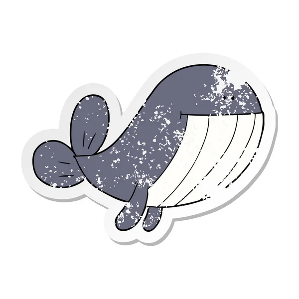 Distressed Sticker Cartoon Whale — Stock Vector