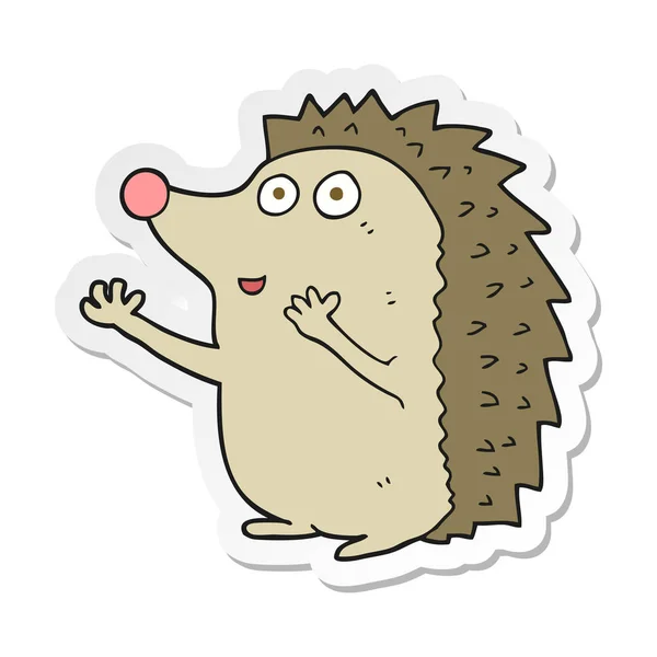 Sticker Cartoon Cute Hedgehog — Stock Vector