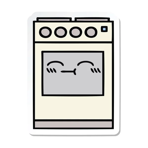 Pegatina Lindo Horno Cocina Dibujos Animados — Vector de stock