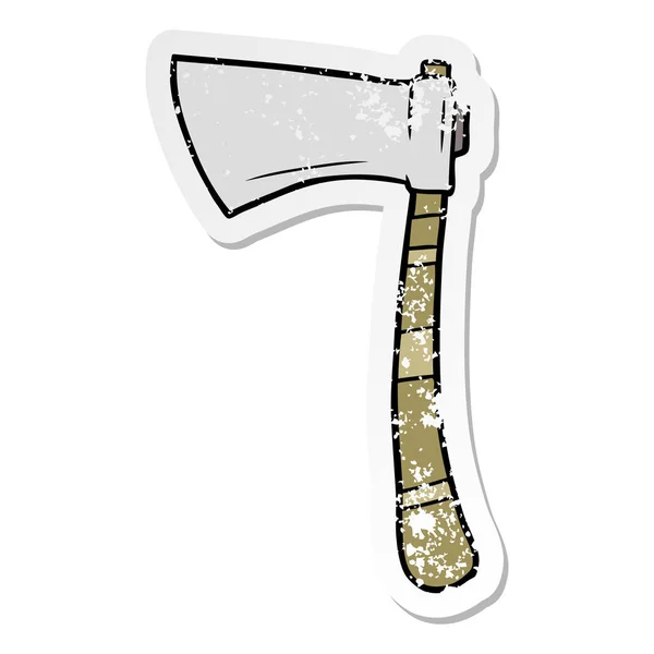 Etiqueta angustiada de um machado viking desenhos animados — Vetor de Stock