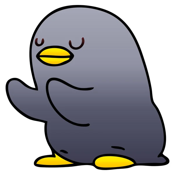 Bizarní přechodů šedě kreslených tučňák — Stockový vektor