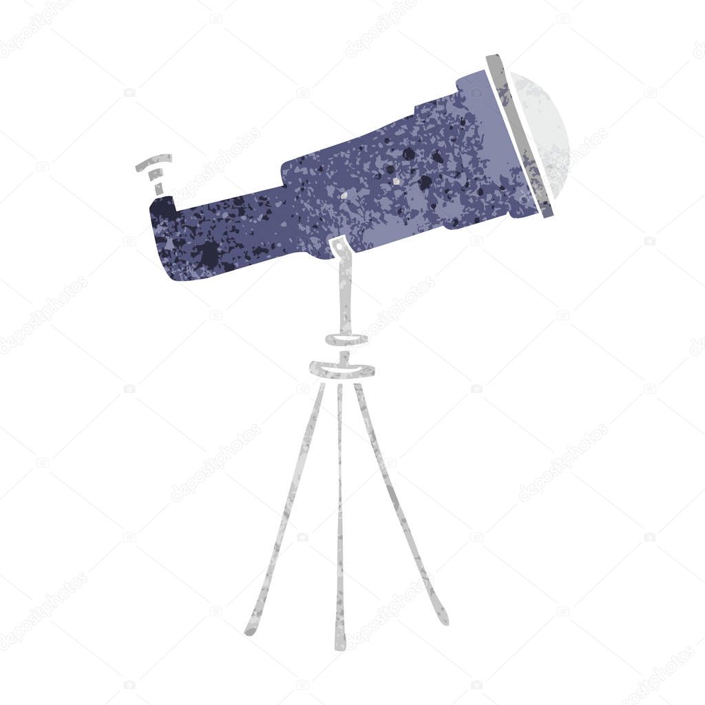 retro cartoon doodle of a large telescope