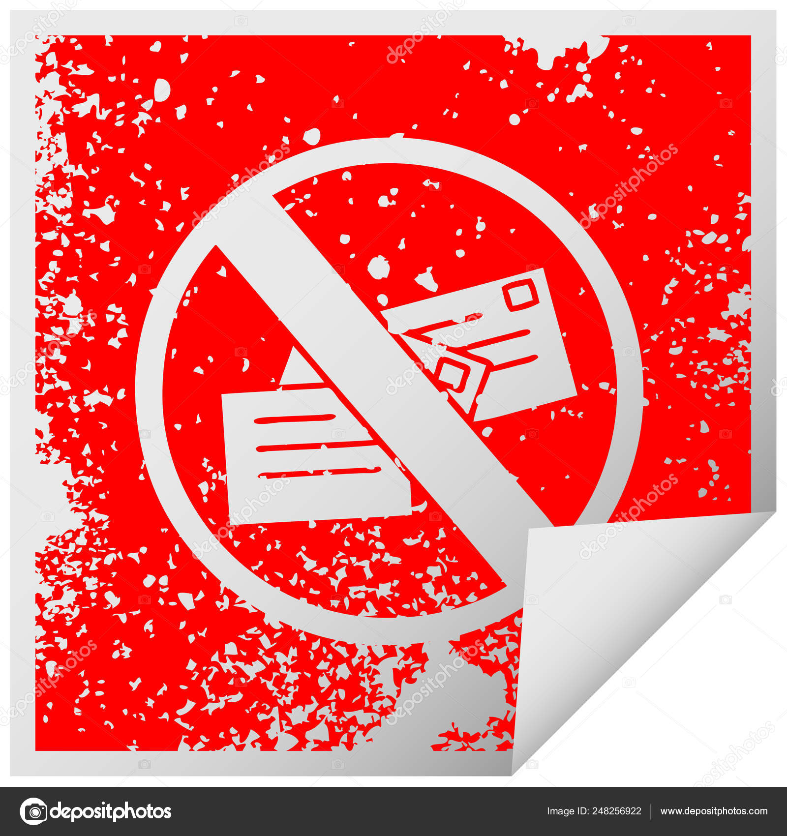 Distressed square peeling sticker symbol no post sign Stock Vector by ...