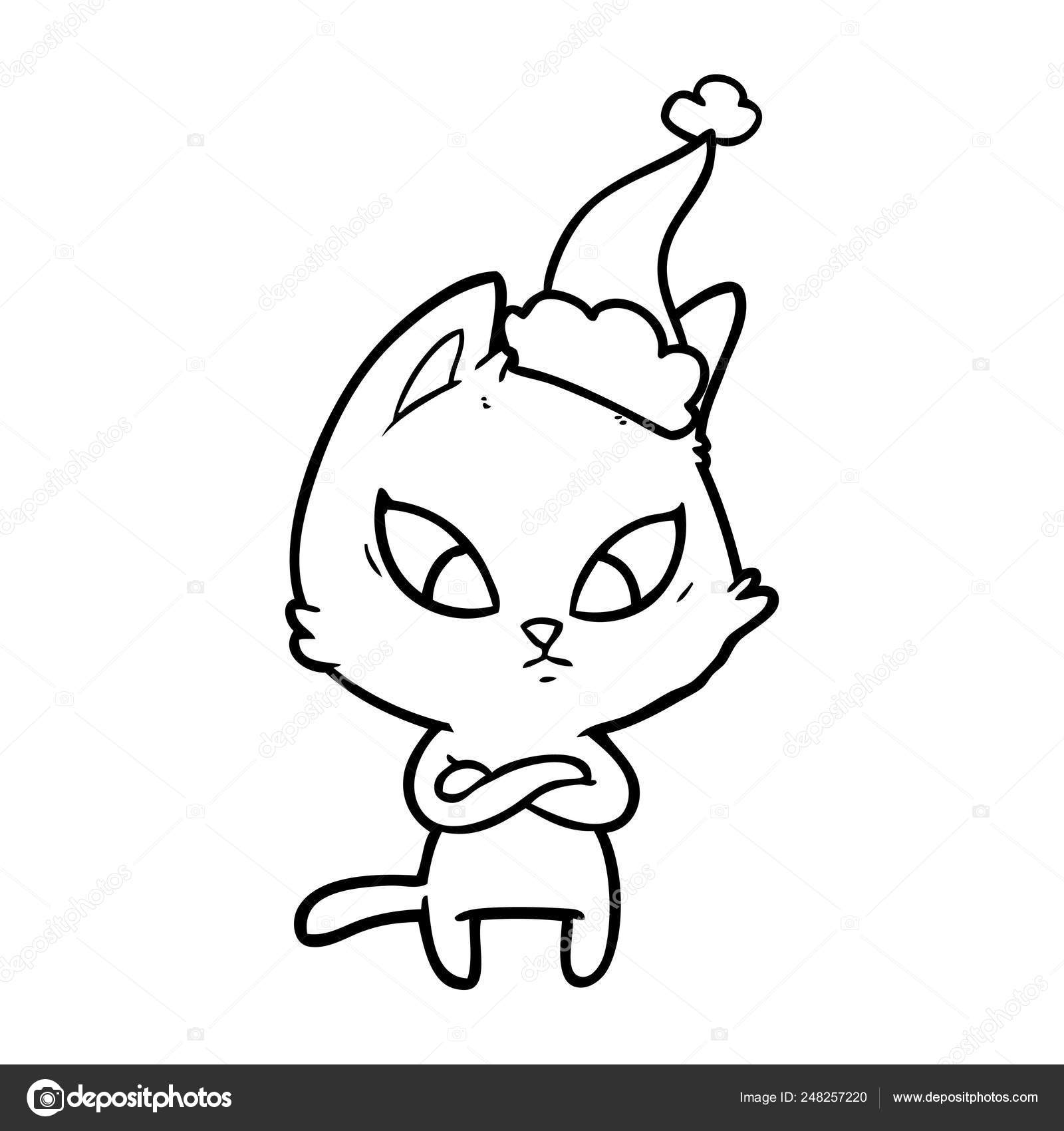 Dessin De Ligne Confus D Un Chat Portant Un Chapeau De Pere Noel Image Vectorielle Par Lineartestpilot C Illustration Dessin De Ligne Confus D Un Chat Portant Un Chapeau De Pere Noel Image Vectorielle Par Lineartestpilot C Illustration