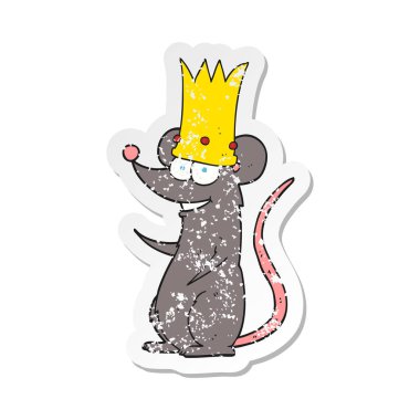 bir karikatür Retro sıkıntılı etiket fare Kral