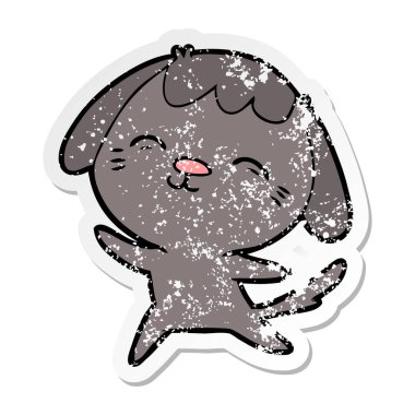 bir mutlu karikatür köpek sıkıntılı etiket