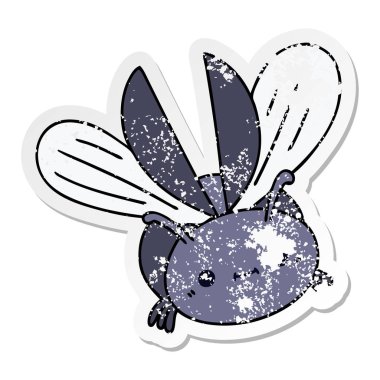 ilginç bir el sıkıntılı etiket çizgi film, uçuş böceği çizilmiş