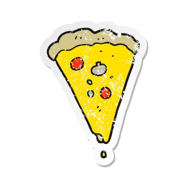 bir çizgi film pizza Retro sıkıntılı etiket