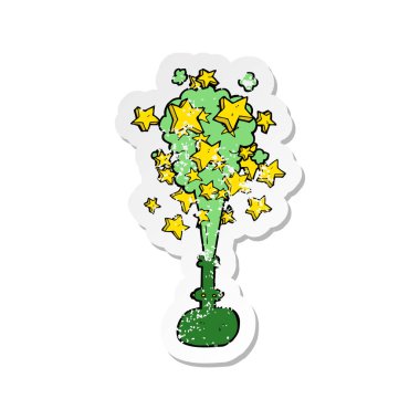 çizgi film sihirli bir iksir Retro sıkıntılı etiket