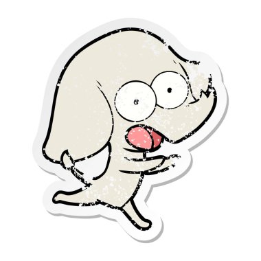 sevimli çizgi fil sıkıntılı etiket