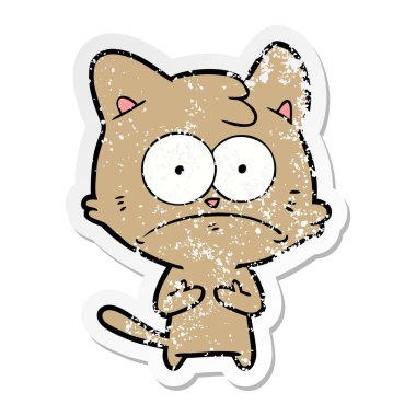 bir çizgi film gergin kedi sıkıntılı etiket