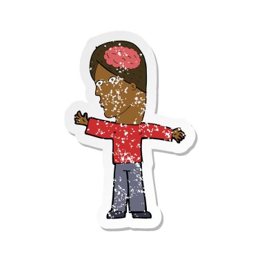 Retro bir çizgi film adam akıllı etiket sıkıntılı