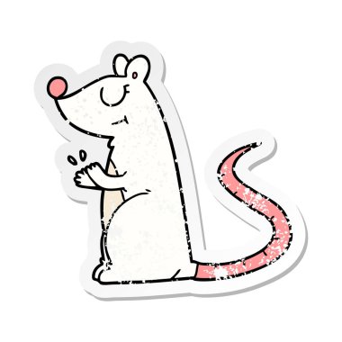 bir çizgi film beyaz fare sıkıntılı etiket