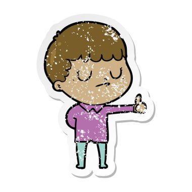 bir çizgi film huysuz çocuğun sıkıntılı etiket