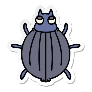 ilginç bir el etiket karikatür böceği çizilmiş