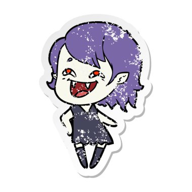 bir çizgi film gülen vampir kızın sıkıntılı etiket