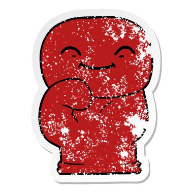 bir çizgi film boks eldiven sıkıntılı etiket