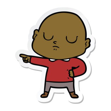 etiket bir karikatür kel adam