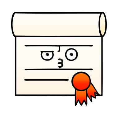 bir sertifikanın degrade gölgeli çizgi film