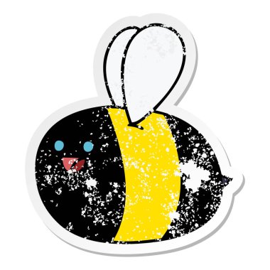 ilginç bir el sıkıntılı etiket çizgi film bumblebee çizilmiş