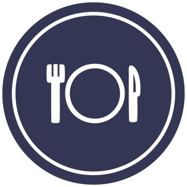 bıçak çatal ve plaka dairesel simgesi