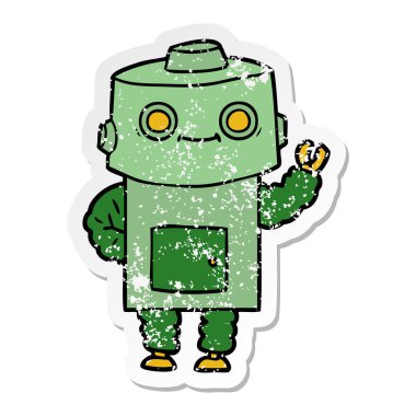 bir çizgi film robot sıkıntılı etiket