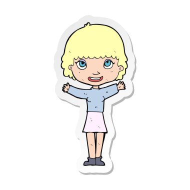 etiket sallayarak bir karikatür kadının