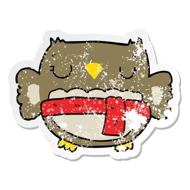 bir çizgi film baykuş sıkıntılı etiket